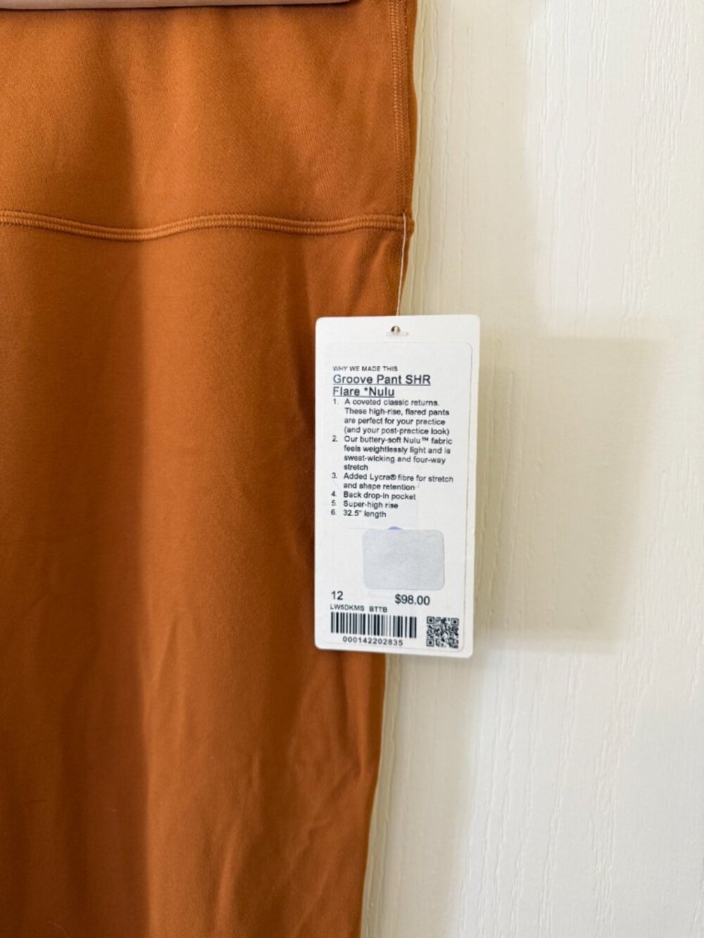 🍋 Lululemon Groove Pant SHR Flare Nulu Butternut Brown Size 12 NWT - Picture 4 of 4